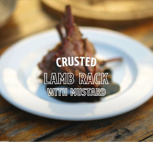 Delicious Crusted Lamb Rack with Mustard on the Cobb Cooker